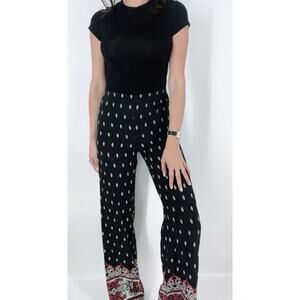 Stoosh Paisley Printed Black Wide Leg High Rise Pants Size XS